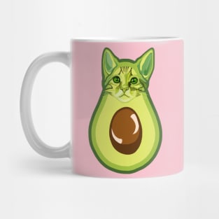 Green Kawaii Avocado Kitty Cat Mug